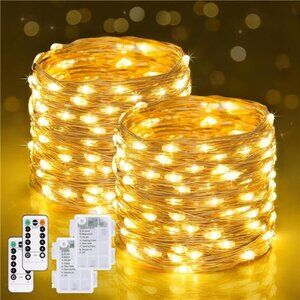 Battery Fairy String Lights Remote 400 LED 132ft Warm White Indoor Outdoor